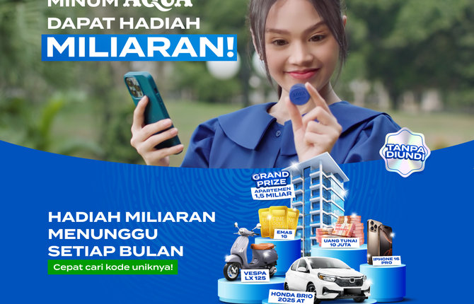 Poster Minum AQUA dapat Hadiah Miliaran